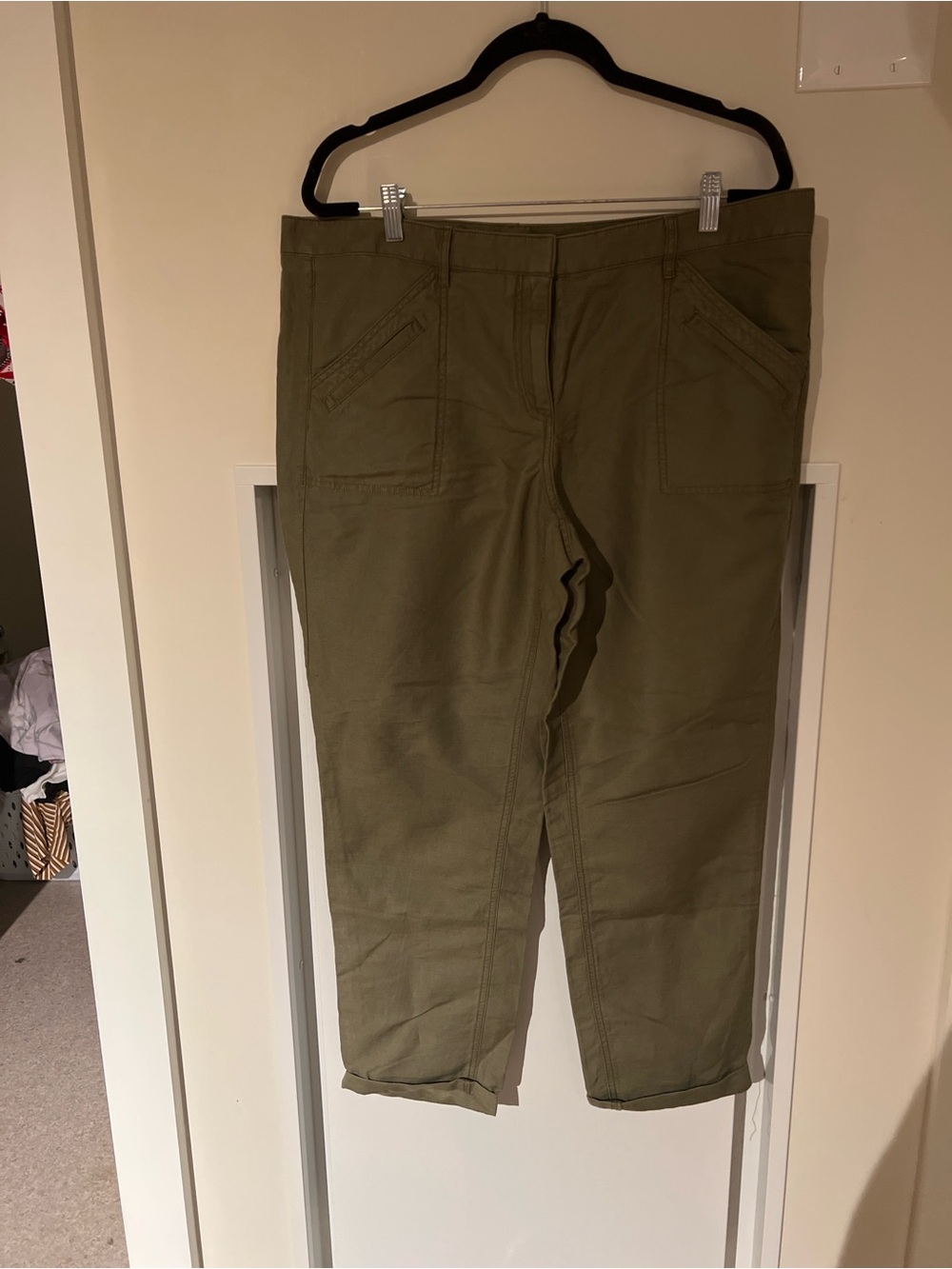 LOFT Olive Utility Ankle/Cropped Pants